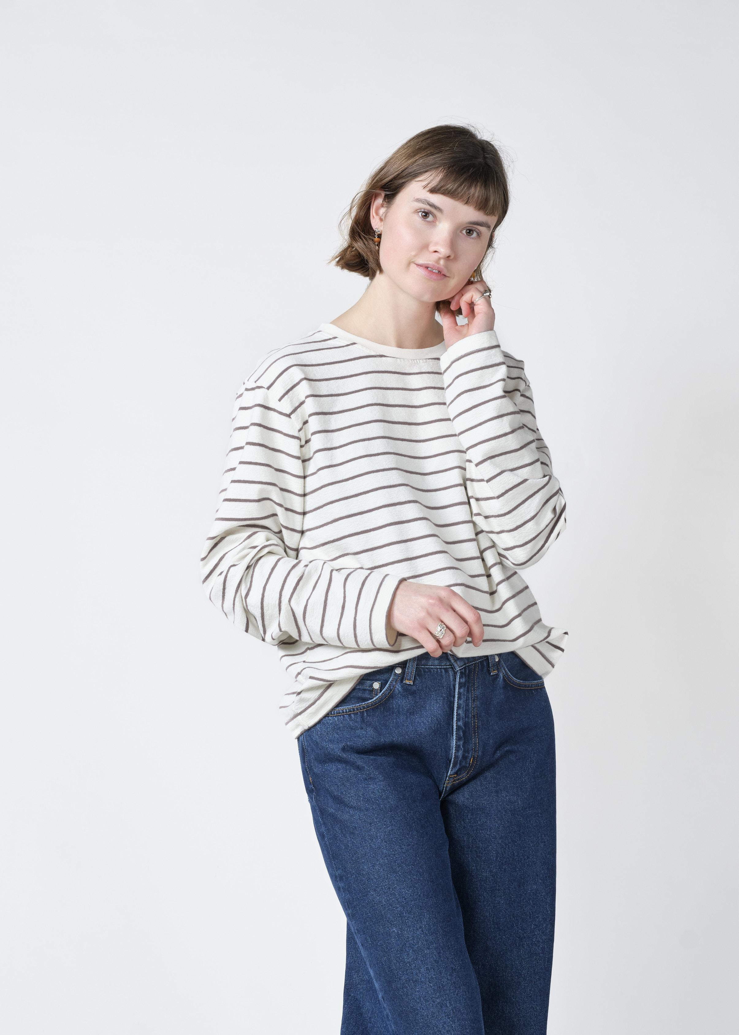 Klitmøller Paulina LS Tee Cream Taupe Damen Streifen Langarm creme